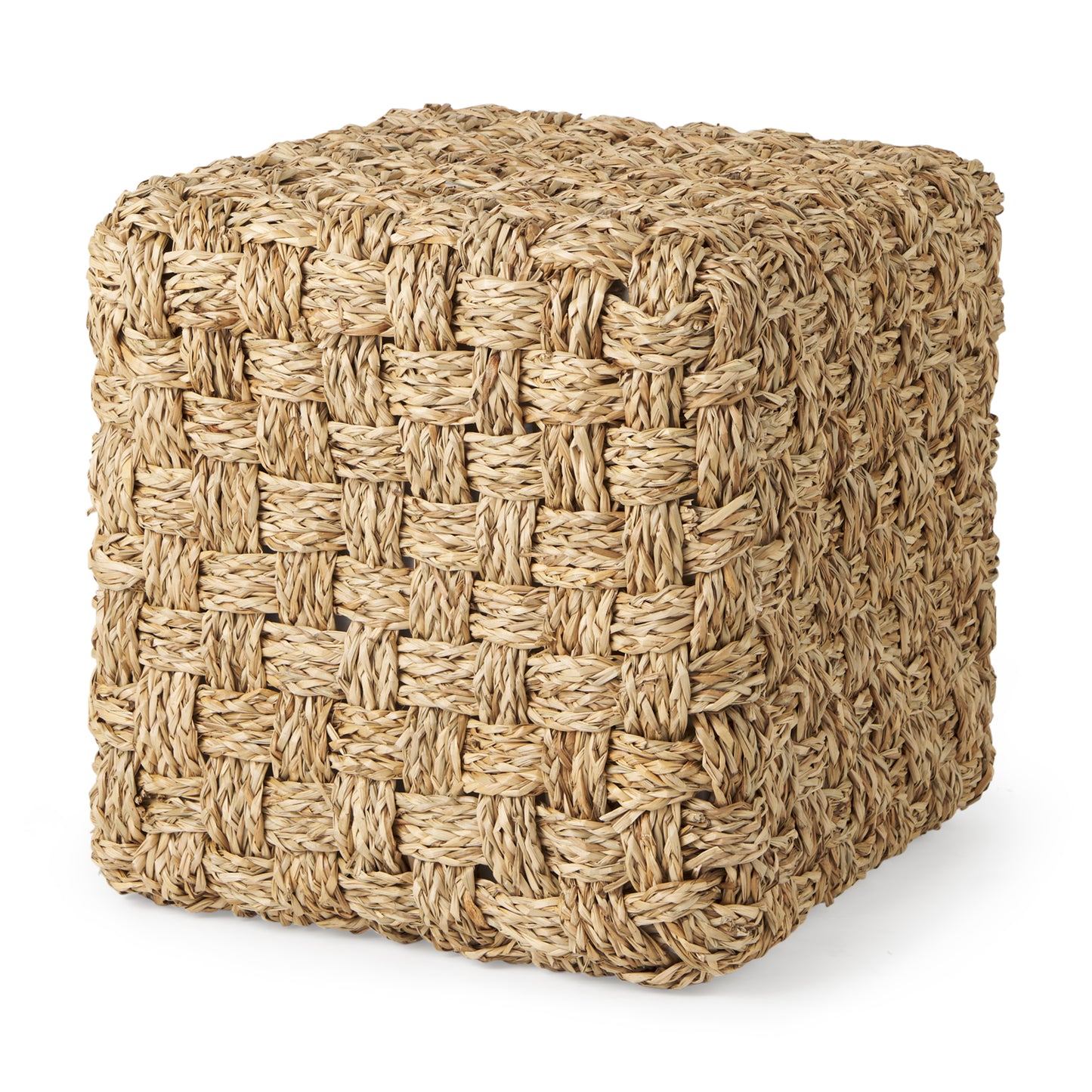 Adele 17.7L x 17.7W x 17.7H Medium Brown Seagrass Woven Square Pouf