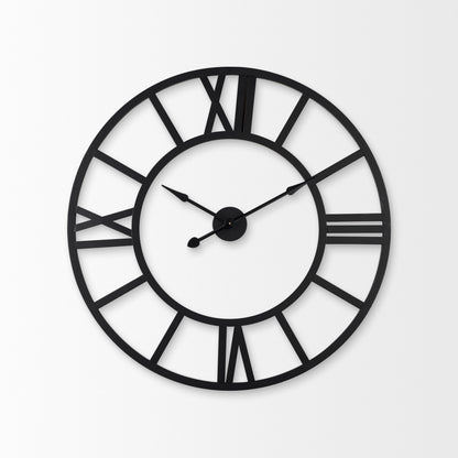 Stoke 30" Round Black Iron Wall Clock