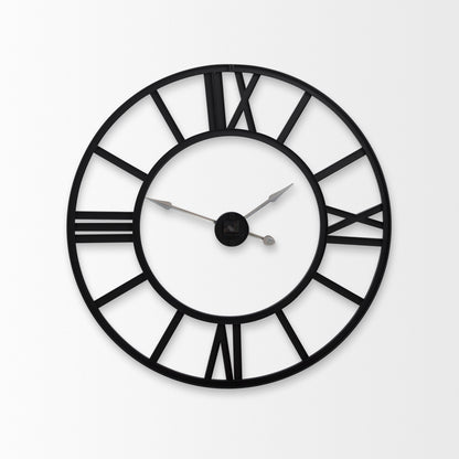 Stoke 30" Round Black Iron Wall Clock