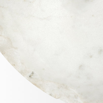 Reinhold II 21L x 21W x 21H Round Live-Edge Marble Top and Gold Metal Base Side/End Table