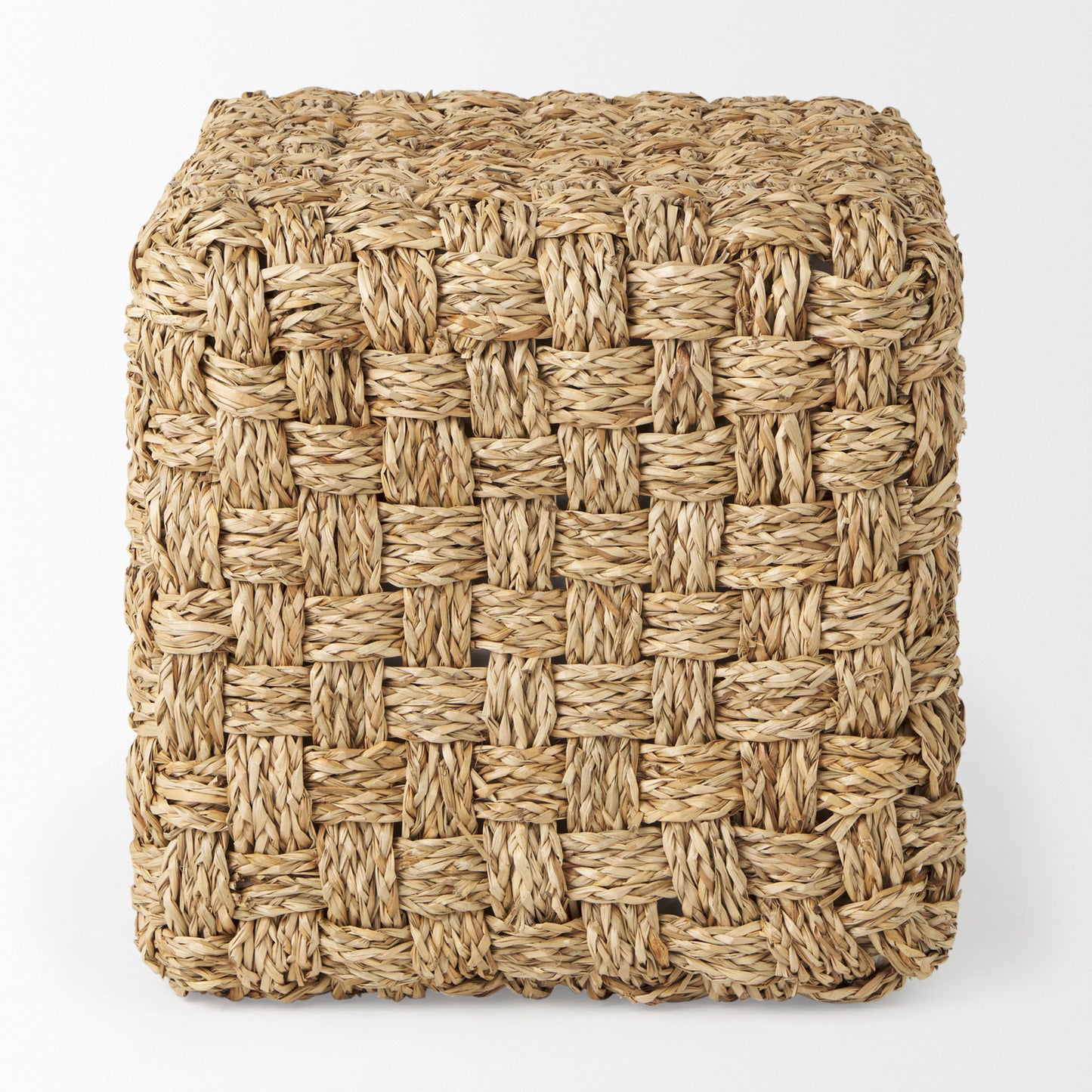 Adele 17.7L x 17.7W x 17.7H Medium Brown Seagrass Woven Square Pouf