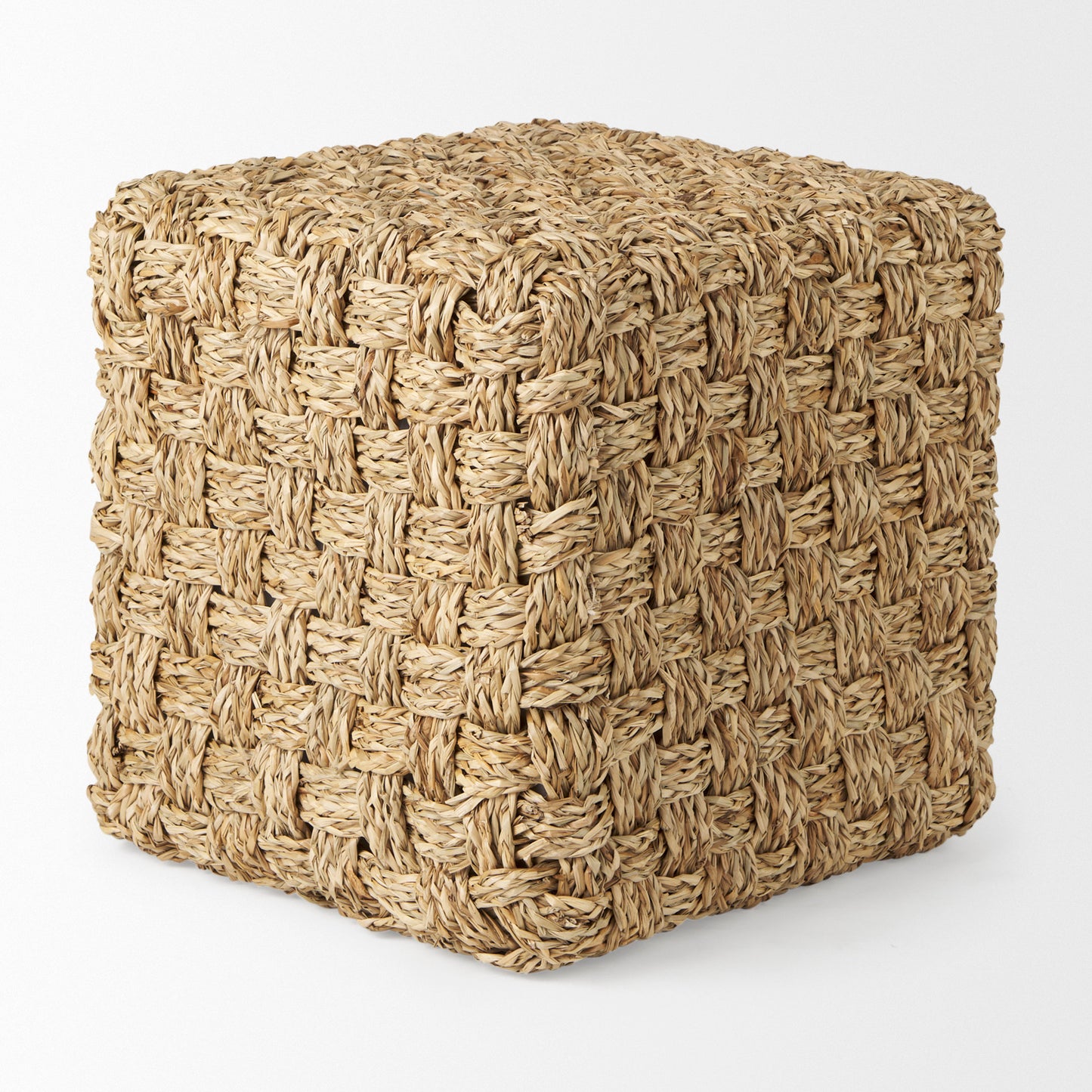 Adele 17.7L x 17.7W x 17.7H Medium Brown Seagrass Woven Square Pouf