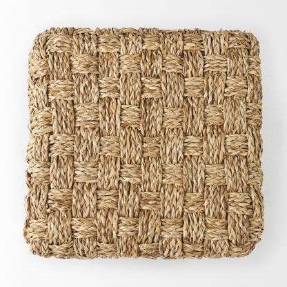 Adele 17.7L x 17.7W x 17.7H Medium Brown Seagrass Woven Square Pouf