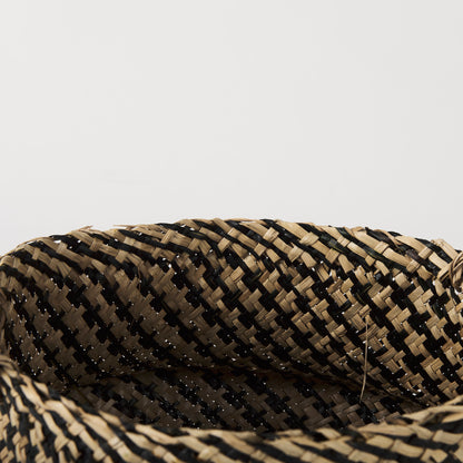 Gaia 17.7L x 17.7W x 20.5H Set of 3 Light and Dark Brown Cross Patterend Belly Seagrass Basket