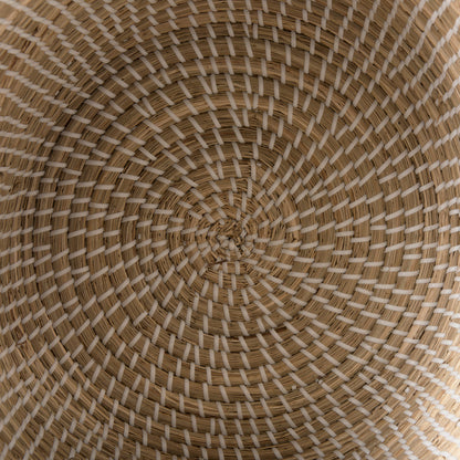 Olivia 15.7L x 15.7W x 17.3H Set of 3 Beige Seagrass Basket W/Lid and Handles