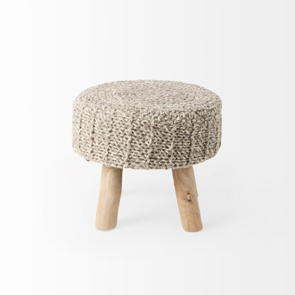 Bina 19.0L x 19.0W x 15.0H Taupe 4 Legged Wool Stool