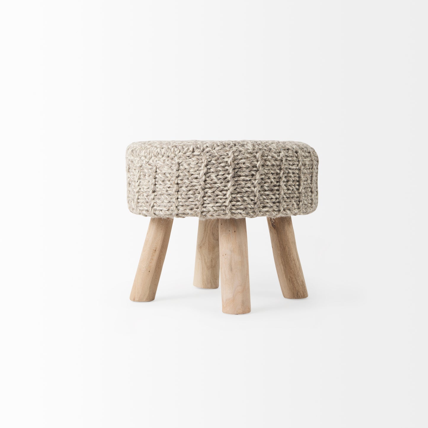 Bina 19.0L x 19.0W x 15.0H Taupe 4 Legged Wool Stool