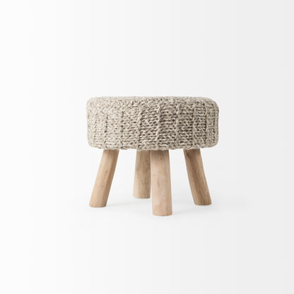 Bina 19.0L x 19.0W x 15.0H Taupe 4 Legged Wool Stool