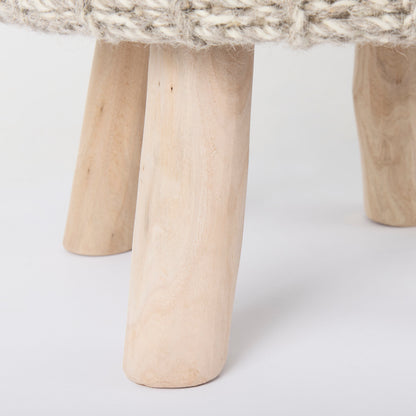 Bina 19.0L x 19.0W x 15.0H Taupe 4 Legged Wool Stool