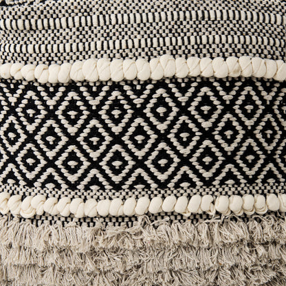 Darika 16.0L x 16.0W x 16.0H Black/White/Gray Cotton Pouf