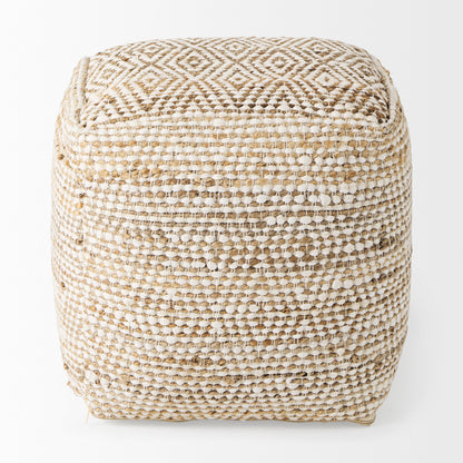 Ekani 16.0L x 16.0W x 16.0H Cream/Beige Cotton Pouf