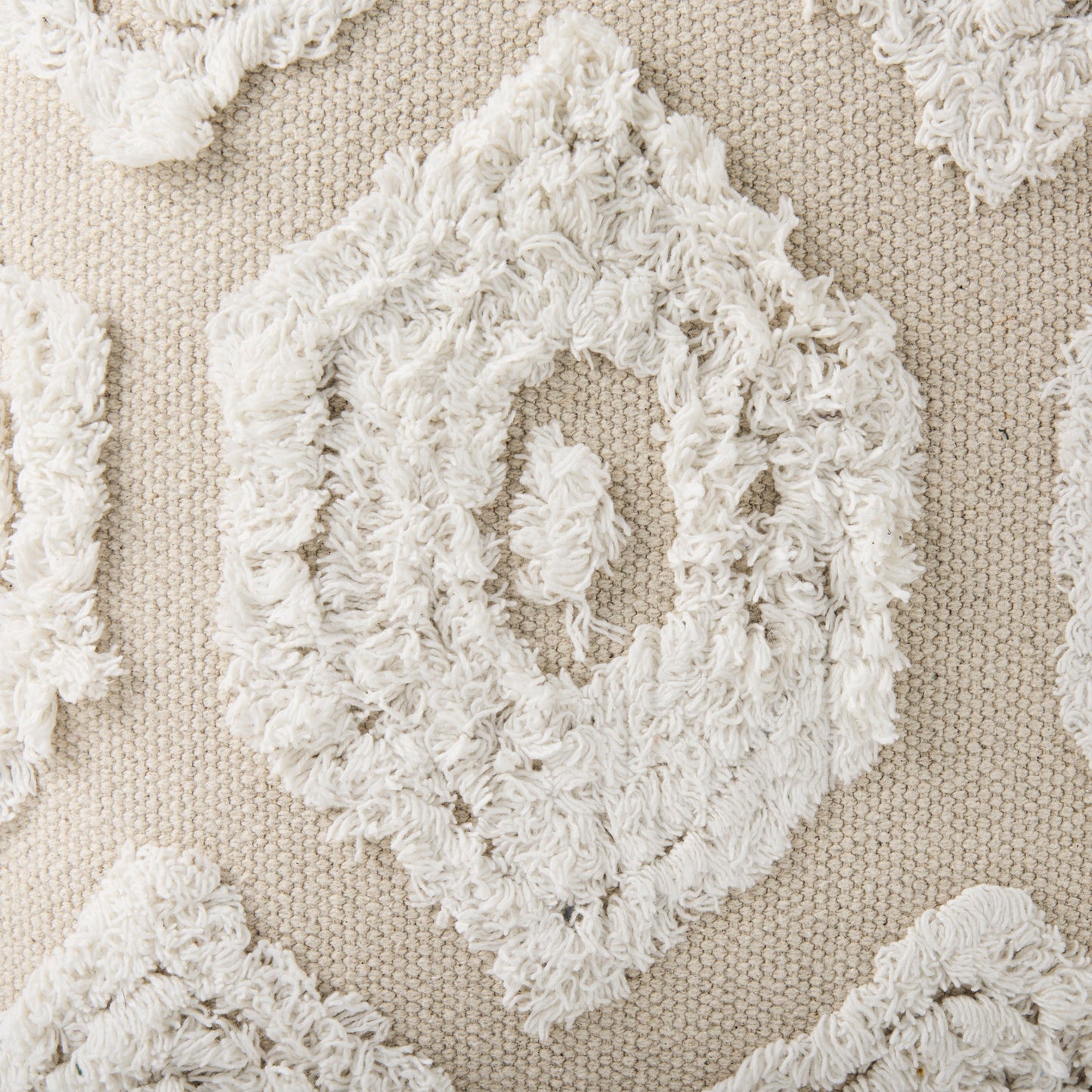 Ekanta 16.0L x 16.0W x 16.0H Cream/Beige Patterned Cotton Pouf