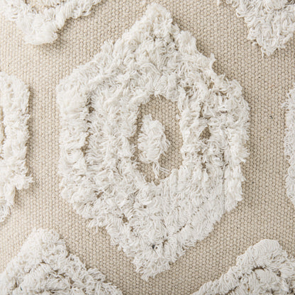 Ekanta 16.0L x 16.0W x 16.0H Cream/Beige Patterned Cotton Pouf