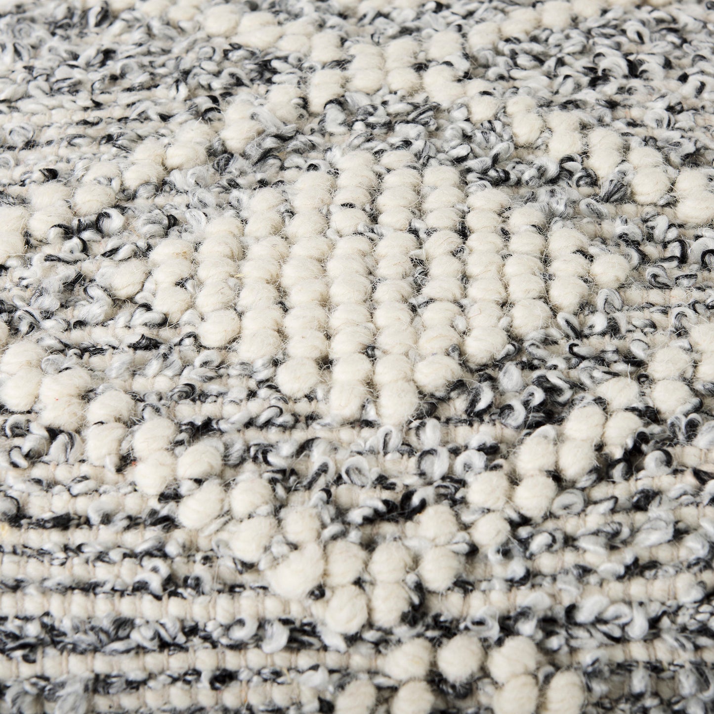 Ekiya 16.0L x 16.0W x 16.0H Black/White Yarn and Wool Patterened Pouf