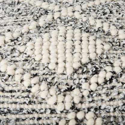 Ekiya 16.0L x 16.0W x 16.0H Black/White Yarn and Wool Patterened Pouf