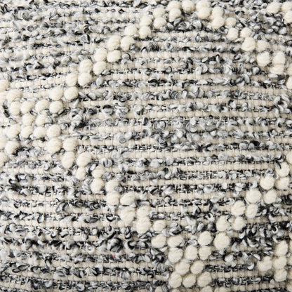 Ekiya 16.0L x 16.0W x 16.0H Black/White Yarn and Wool Patterened Pouf