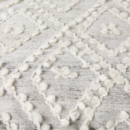 Farida 6.0L x 16.0W x 16.0H Light Gray Wool and Polyester Patterned Pouf