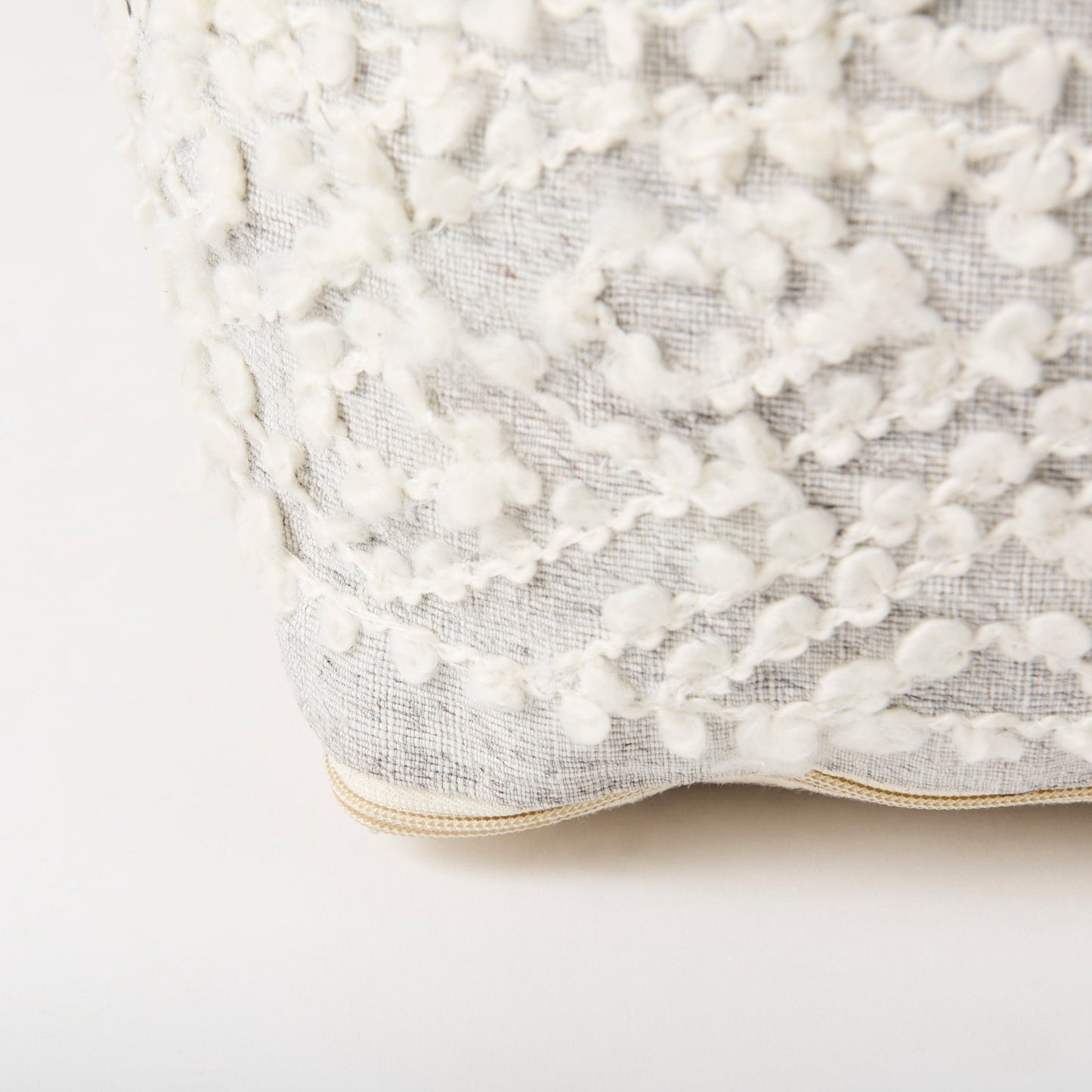 Farida 6.0L x 16.0W x 16.0H Light Gray Wool and Polyester Patterned Pouf