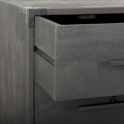 Ward 34L x 18W Brown Wood and Iron 3 Drawer Accent Cabinet