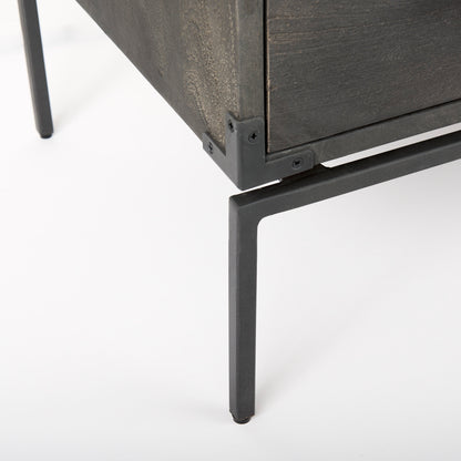 Ward 34L x 18W Brown Wood and Iron 3 Drawer Accent Cabinet