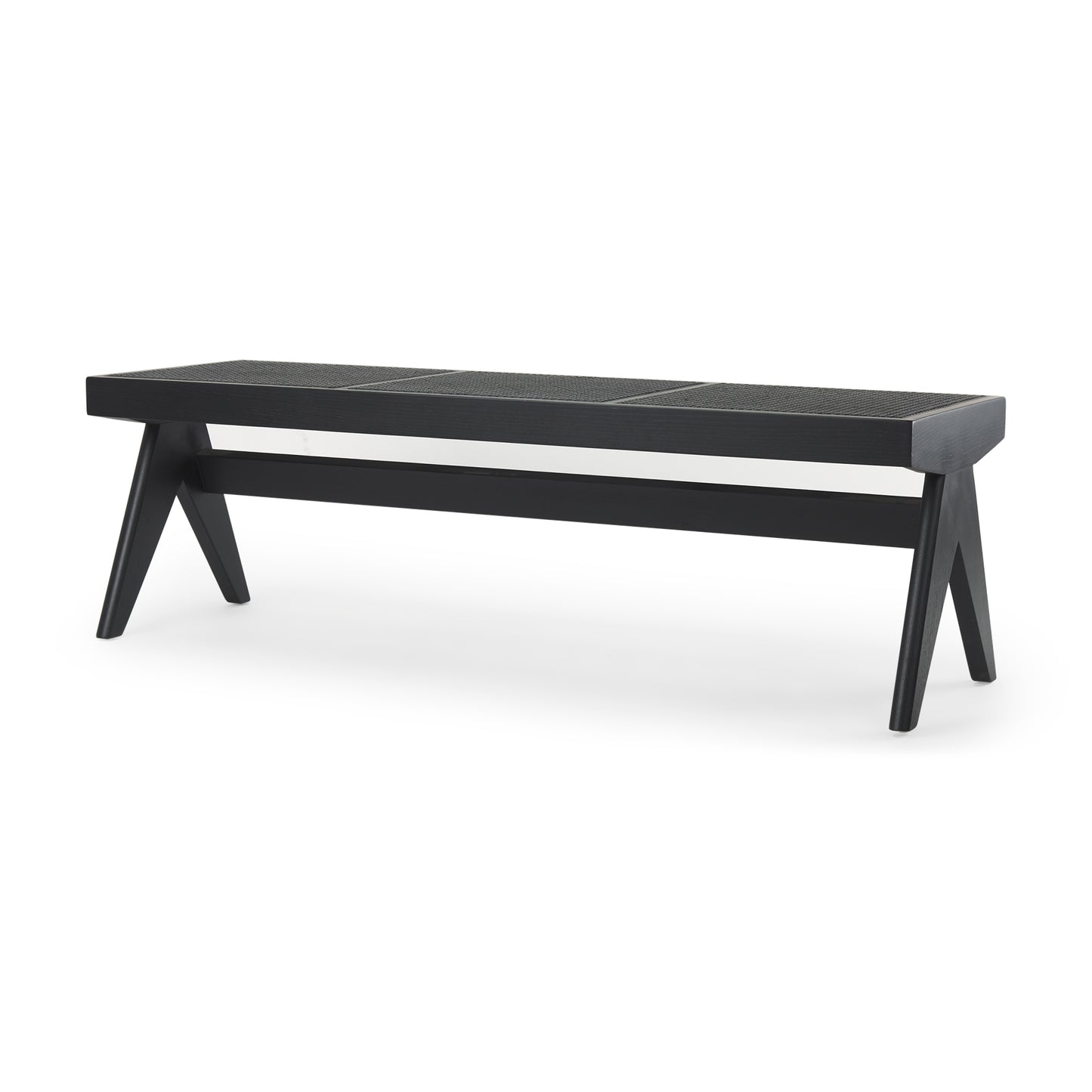 Arvin 59.1L x 17.7W x 18.1H Black Wooden Bench