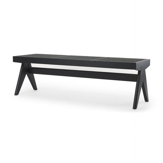 Arvin 59.1L x 17.7W x 18.1H Black Wooden Bench