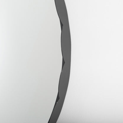 Adelaide 29.7"Black Metal Scallop Edge Round Mirror