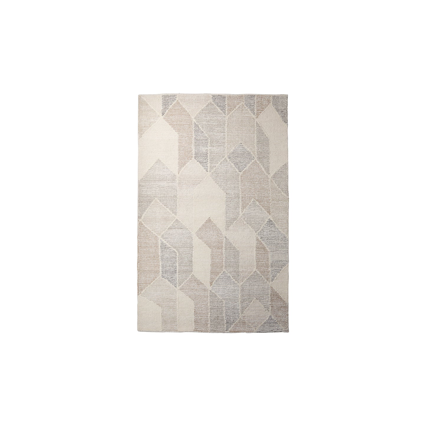 Kolt 5x8 Neutral Geometric Patterned Wool Area Rug