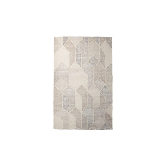 Kolt 5x8 Neutral Geometric Patterned Wool Area Rug