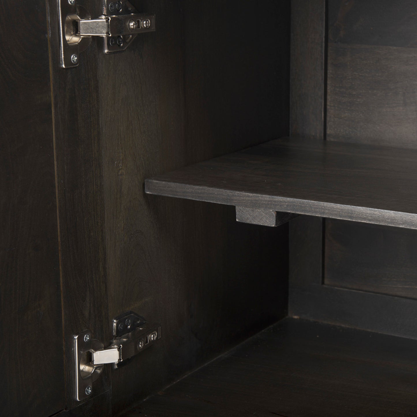 Darwin 80x17.5 Brown Solid Wood Gold Metal Base 4 Cabinet Door Sideboard