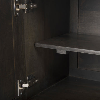 Darwin 80x17.5 Brown Solid Wood Gold Metal Base 4 Cabinet Door Sideboard