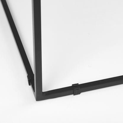 Nathan II 18" x 20" Square Top White Marble and Black Metal End/Side Table