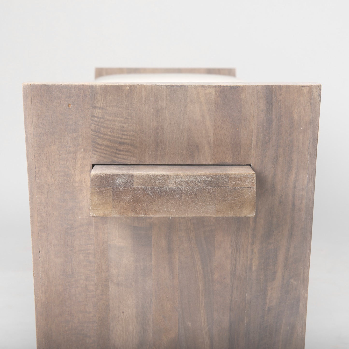 Elaine I 58L x 14.75W x 20H Brown Wood Upholstered Cream Seat Entryway Bench