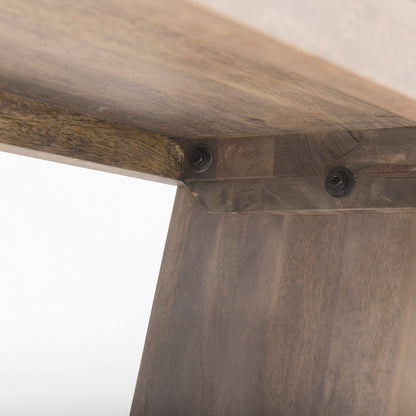 Elaine I 58L x 14.75W x 20H Brown Wood Upholstered Cream Seat Entryway Bench