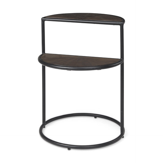 Arlo 20.5L x 20.5W x 24.4H Brown Wood W/Black Metal End Table