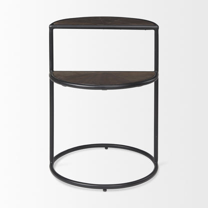 Arlo 20.5L x 20.5W x 24.4H Brown Wood W/Black Metal End Table