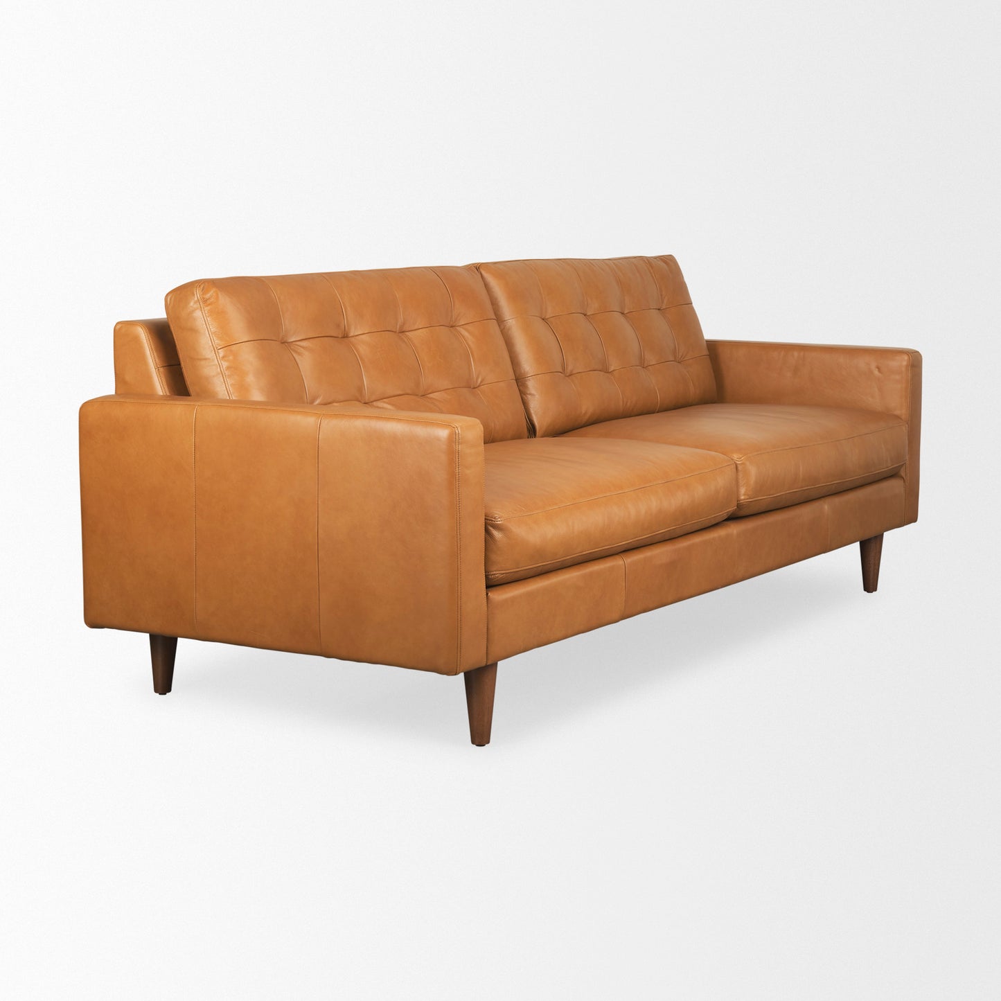 Olaf 88.2L x 37.8W x 35.0H Tan Leather Sofa
