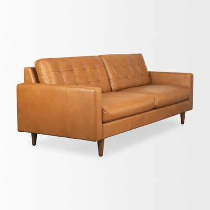 Olaf 88.2L x 37.8W x 35.0H Tan Leather Sofa