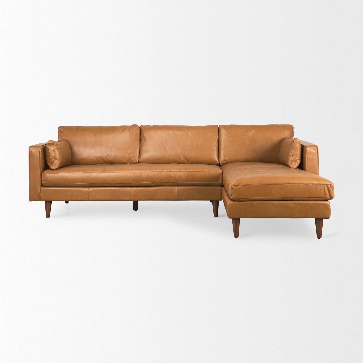 Elton 111.4L x 68.1W x 34.3H Tan Leather Right Chaise Sectional