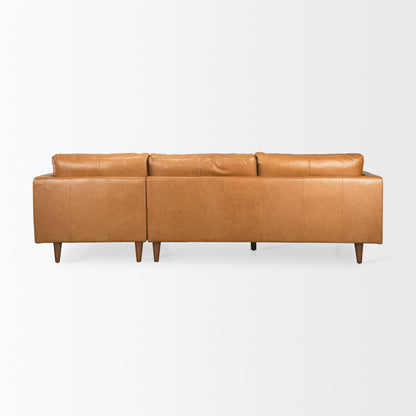 Elton 111.4L x 68.1W x 34.3H Tan Leather Right Chaise Sectional