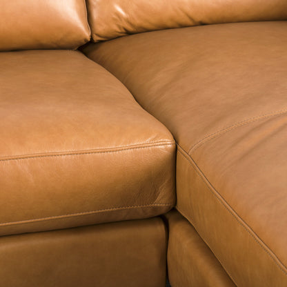 Elton 111.4L x 68.1W x 34.3H Tan Leather Right Chaise Sectional