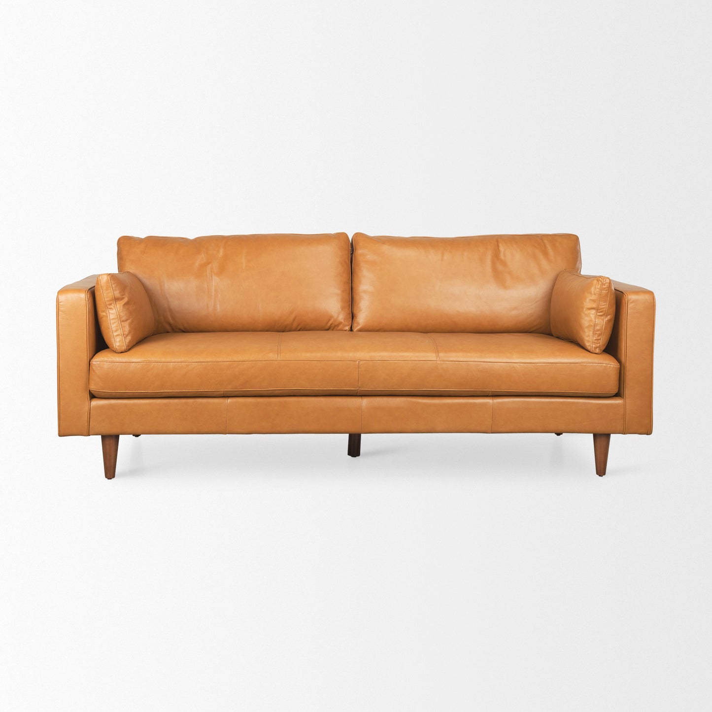 Elton 87.8L x 37.8W x 34.6H Tan Leather Sofa