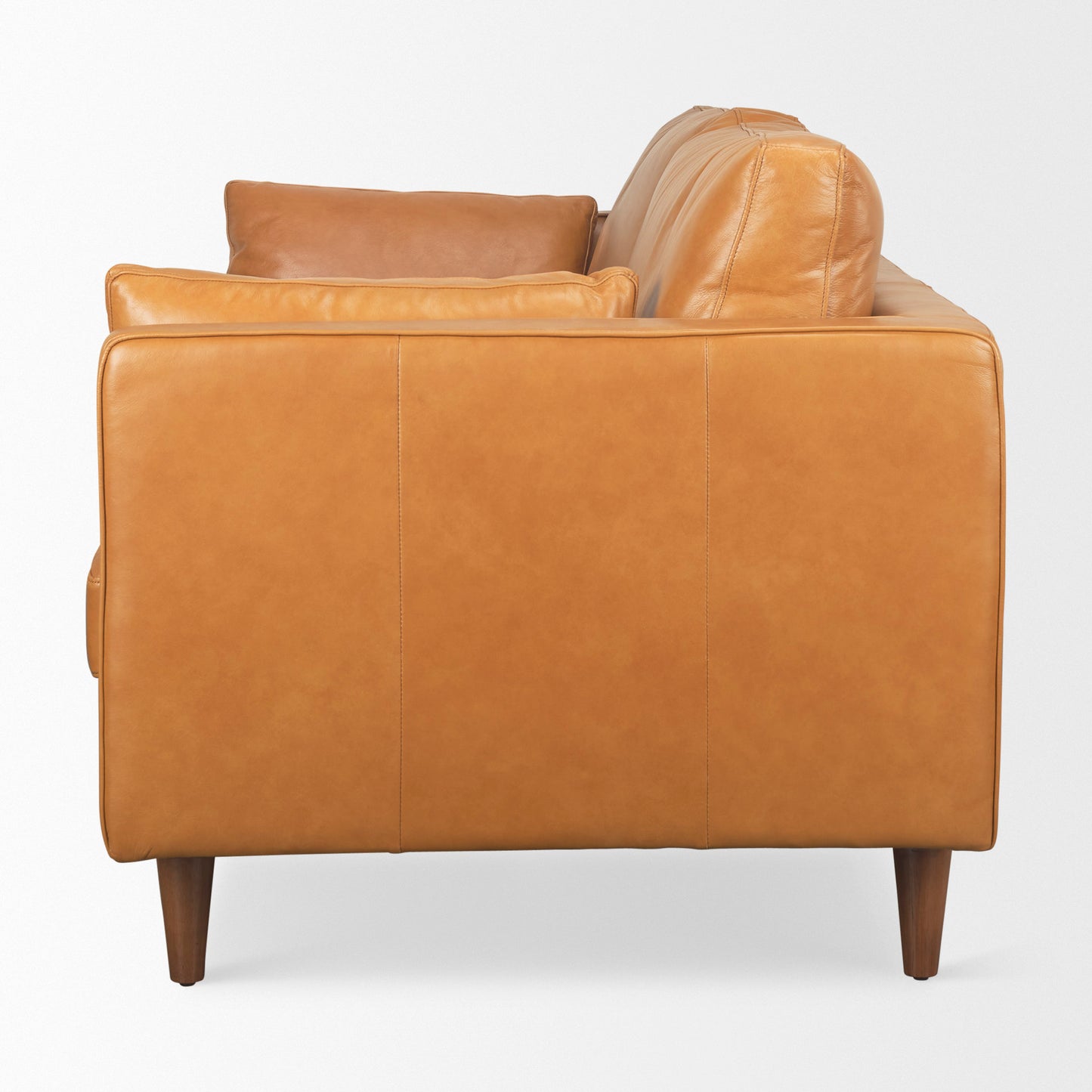 Elton 87.8L x 37.8W x 34.6H Tan Leather Sofa