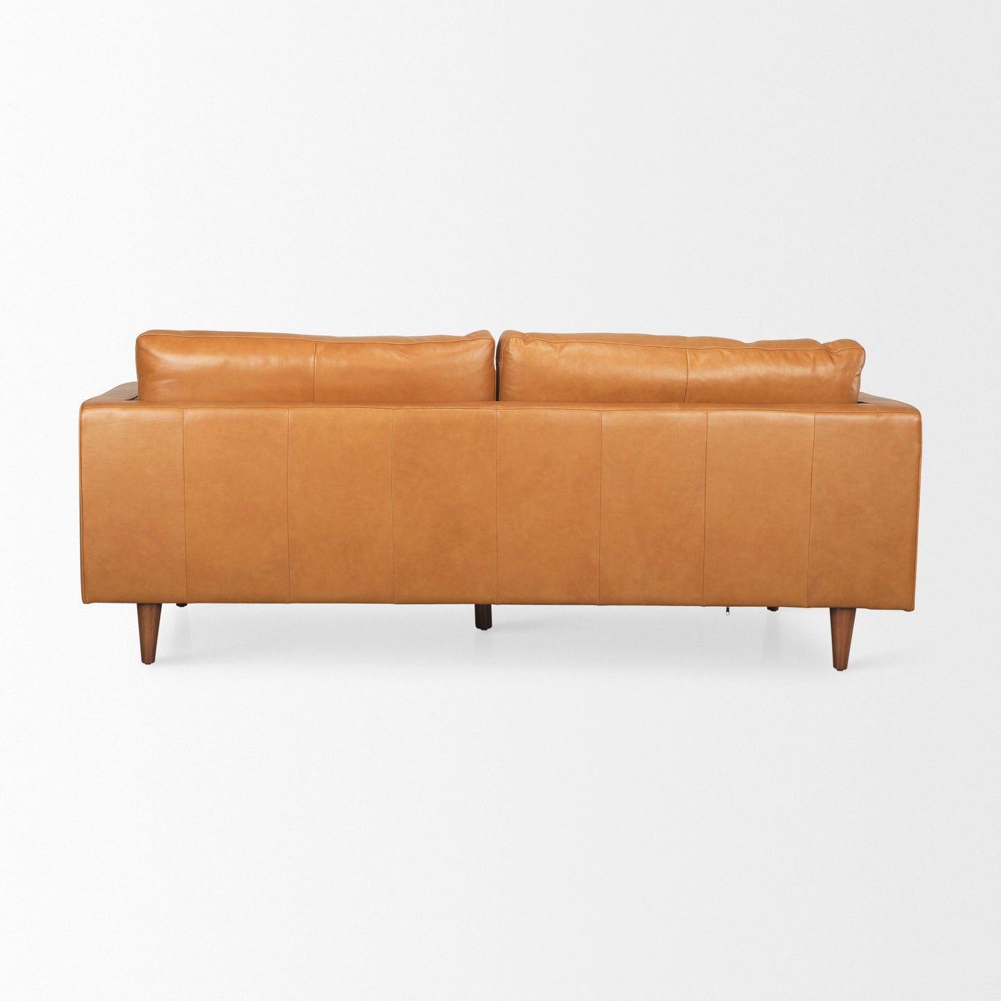 Elton 87.8L x 37.8W x 34.6H Tan Leather Sofa