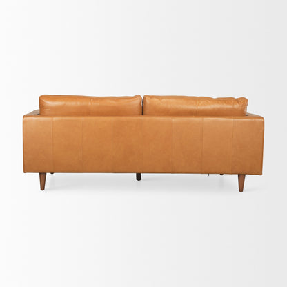Elton 87.8L x 37.8W x 34.6H Tan Leather Sofa