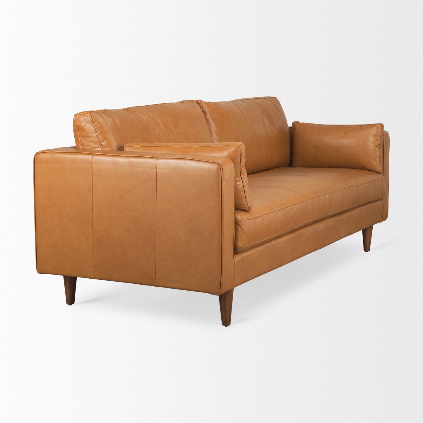Elton 87.8L x 37.8W x 34.6H Tan Leather Sofa