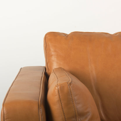 Elton 87.8L x 37.8W x 34.6H Tan Leather Sofa