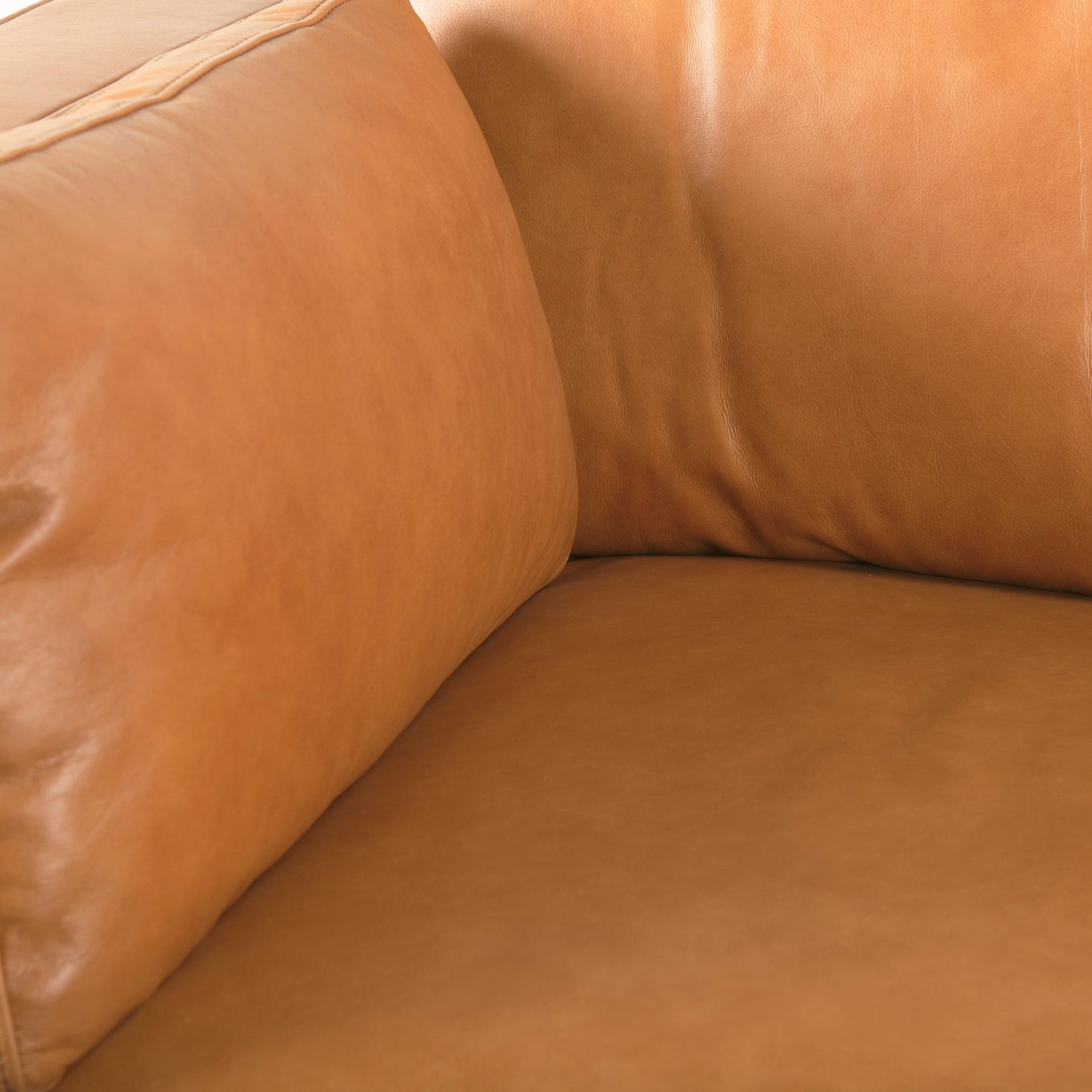 Elton 87.8L x 37.8W x 34.6H Tan Leather Sofa