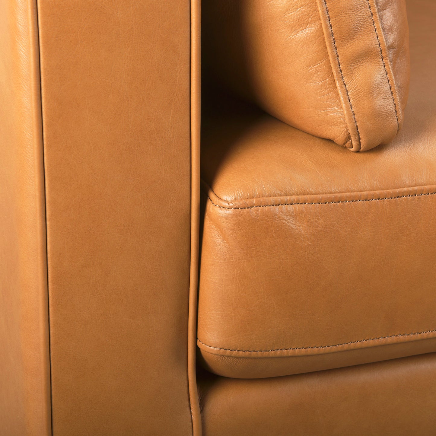 Elton 87.8L x 37.8W x 34.6H Tan Leather Sofa