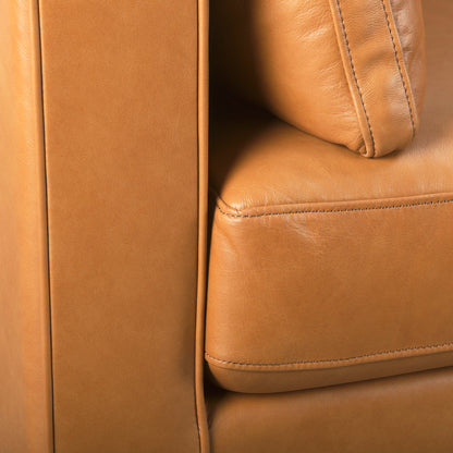 Elton 87.8L x 37.8W x 34.6H Tan Leather Sofa